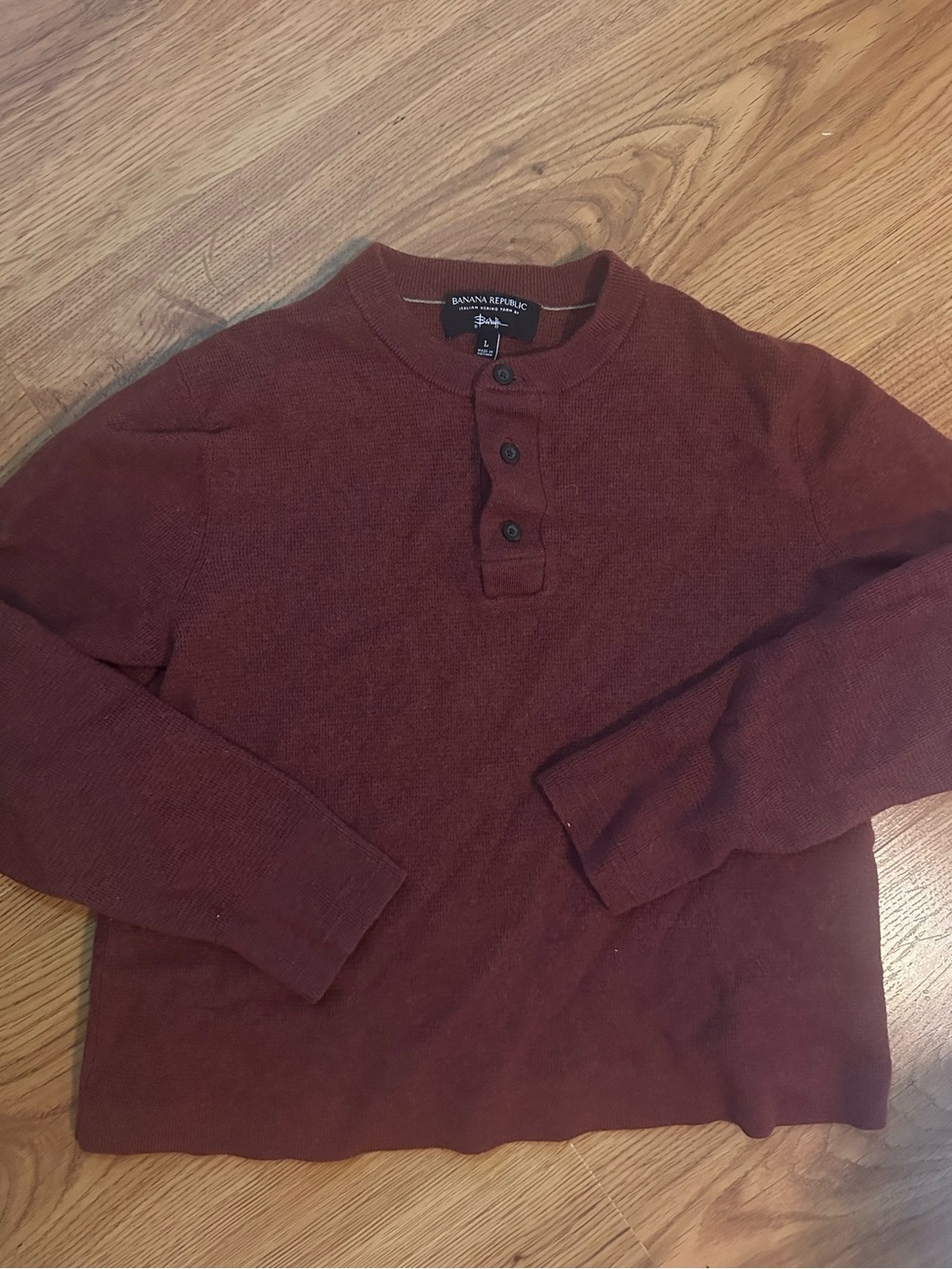 Banana Republic Burgundy Merino Wool Henley Sweater
